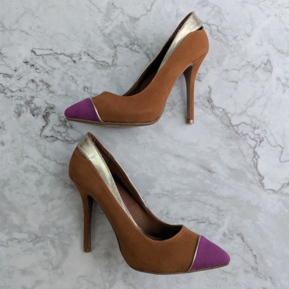 Anne Michelle Tan Purple Pointed Pumps 7